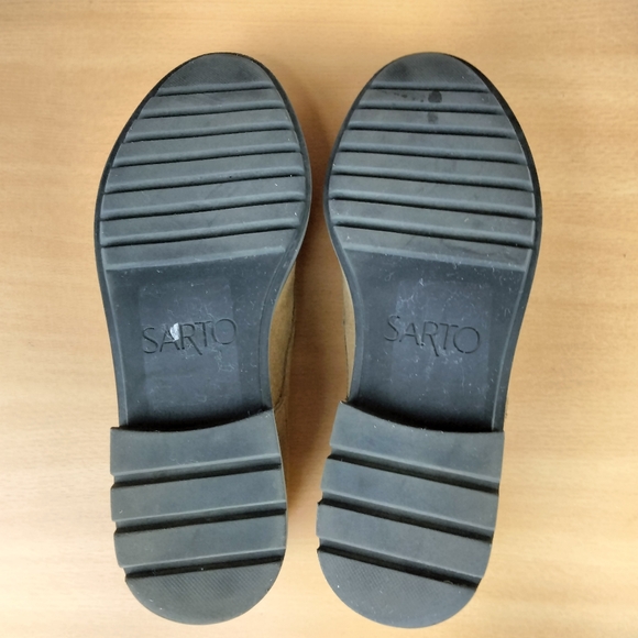 Franco Sarto Anthropologie Tavoli Lug Sole Penny Loafers in Toasted Barley Suede - Picture 13 of 13